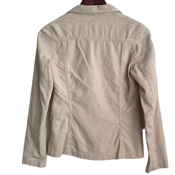 VTG Y2K H&M Corduroy Jacket Women 4 Cream Pockets Academia Preppy Blazer Retro - Picture 3 of 8